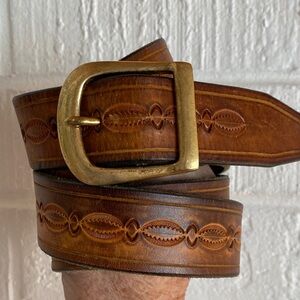 Noggle Leather Brown Belt with Brass Buckle (Read descr. for measurements) 40?